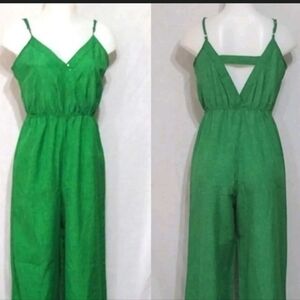 Flying Tomato Green Jumpsuit Vibrant Silky Design